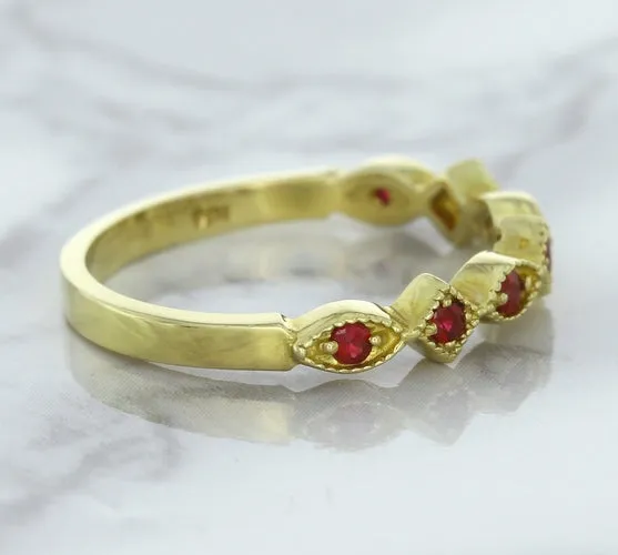 0.20ctw Ruby Alternating Marquise Ring in 14K Yellow Gold
