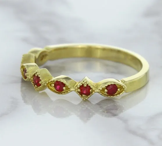 0.20ctw Ruby Alternating Marquise Ring in 14K Yellow Gold