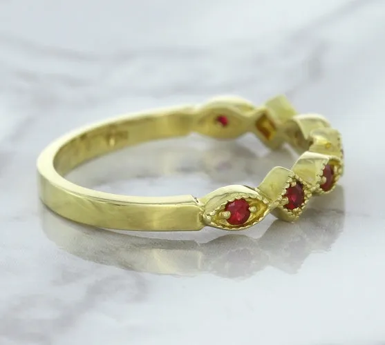 0.20ctw Ruby Alternating Marquise Ring in 14K Yellow Gold