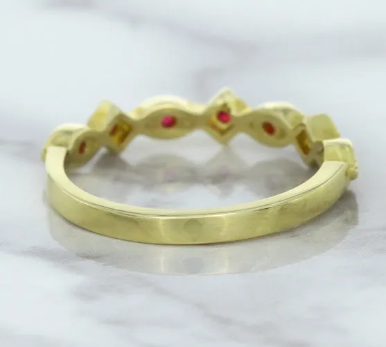 0.20ctw Ruby Alternating Marquise Ring in 14K Yellow Gold