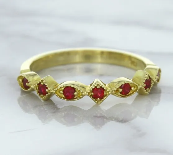 0.20ctw Ruby Alternating Marquise Ring in 14K Yellow Gold