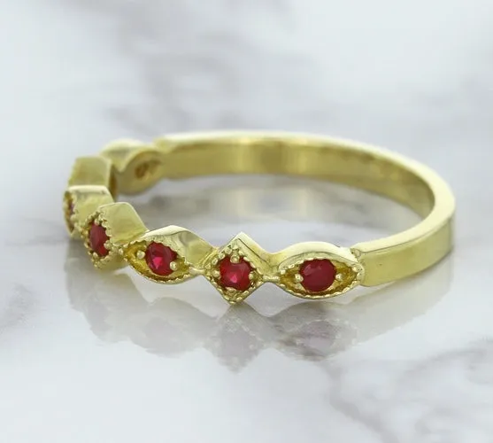 0.20ctw Ruby Alternating Marquise Ring in 14K Yellow Gold