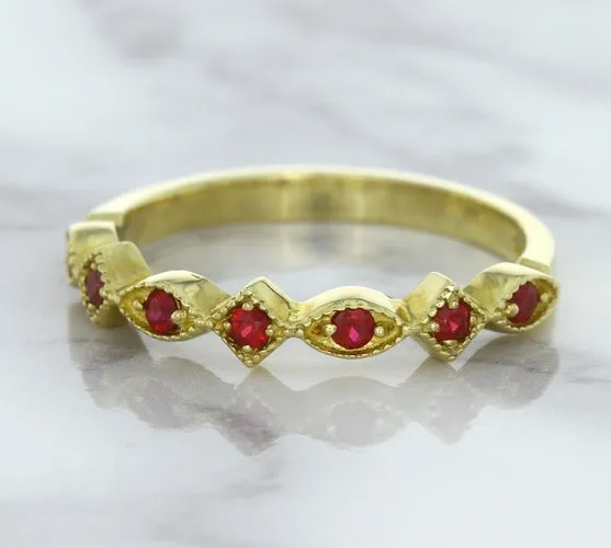 0.20ctw Ruby Alternating Marquise Ring in 14K Yellow Gold