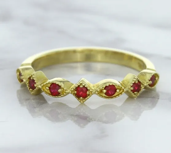 0.20ctw Ruby Alternating Marquise Ring in 14K Yellow Gold