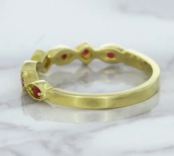 0.20ctw Ruby Alternating Marquise Ring in 14K Yellow Gold