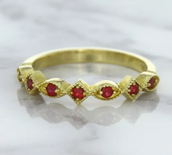 0.20ctw Ruby Alternating Marquise Ring in 14K Yellow Gold