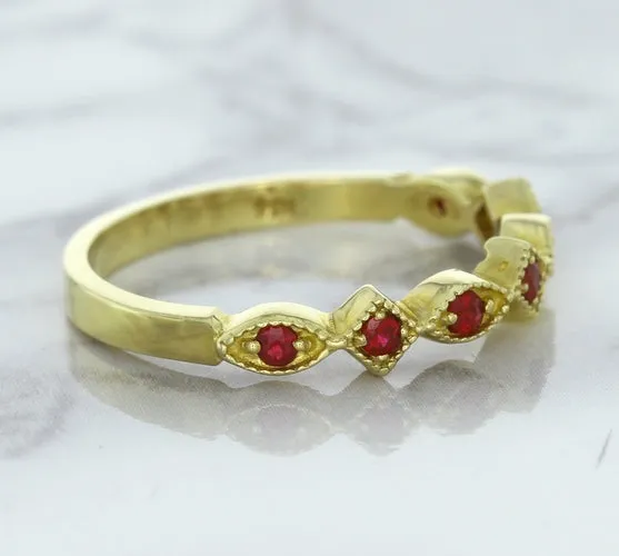 0.20ctw Ruby Alternating Marquise Ring in 14K Yellow Gold