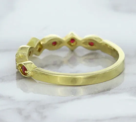 0.20ctw Ruby Alternating Marquise Ring in 14K Yellow Gold
