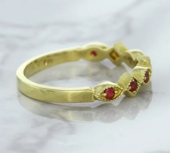 0.20ctw Ruby Alternating Marquise Ring in 14K Yellow Gold