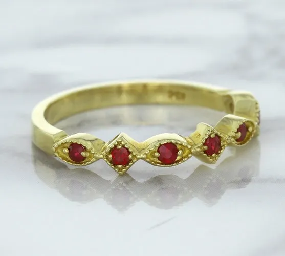 0.20ctw Ruby Alternating Marquise Ring in 14K Yellow Gold