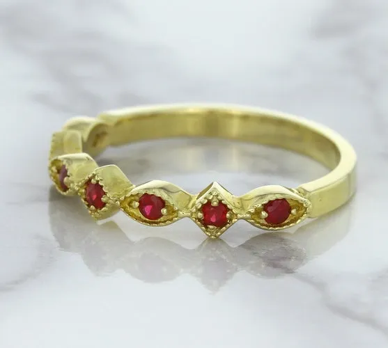 0.20ctw Ruby Alternating Marquise Ring in 14K Yellow Gold