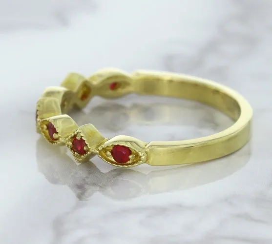 0.20ctw Ruby Alternating Marquise Ring in 14K Yellow Gold