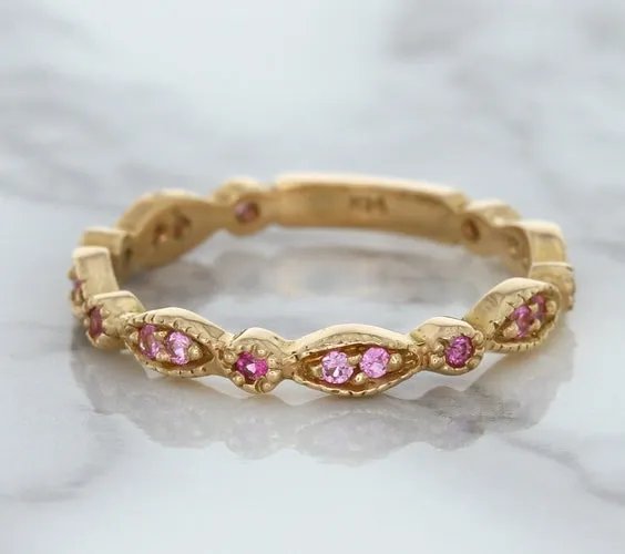 0.26ctw Pink Sapphire Alternating Marquise Ring in 14K Rose Gold