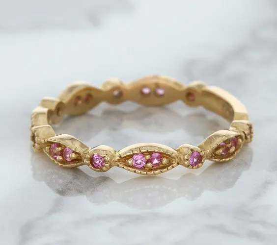 0.26ctw Pink Sapphire Alternating Marquise Ring in 14K Rose Gold