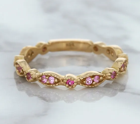 0.26ctw Pink Sapphire Alternating Marquise Ring in 14K Rose Gold