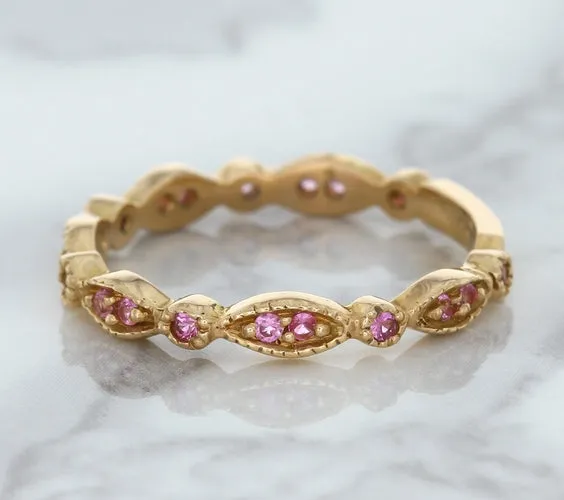 0.26ctw Pink Sapphire Alternating Marquise Ring in 14K Rose Gold