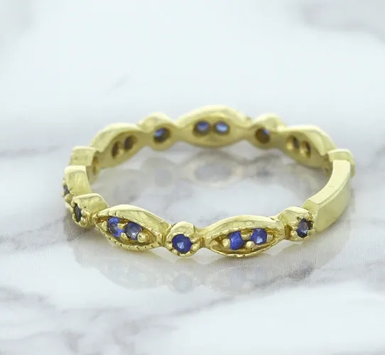 0.30ctw Blue Sapphire Alternating Marquise Ring in 14K Yellow Gold