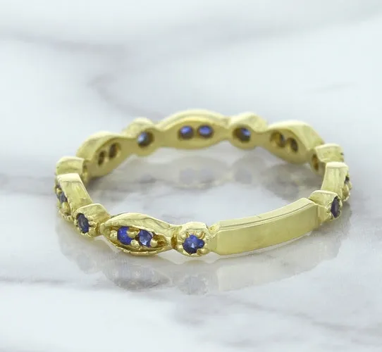 0.30ctw Blue Sapphire Alternating Marquise Ring in 14K Yellow Gold