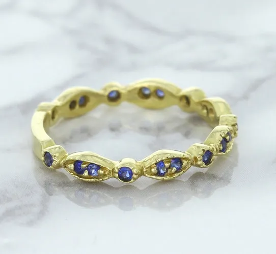 0.30ctw Blue Sapphire Alternating Marquise Ring in 14K Yellow Gold