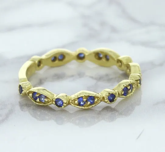 0.30ctw Blue Sapphire Alternating Marquise Ring in 14K Yellow Gold