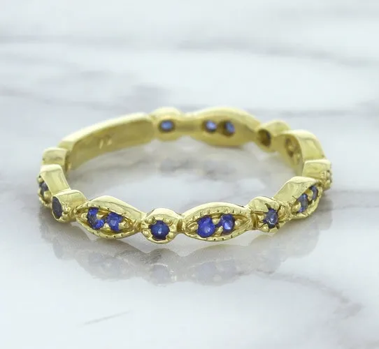 0.30ctw Blue Sapphire Alternating Marquise Ring in 14K Yellow Gold