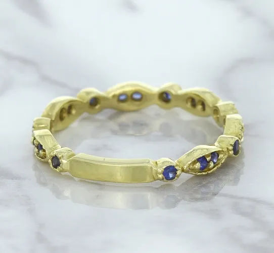 0.30ctw Blue Sapphire Alternating Marquise Ring in 14K Yellow Gold