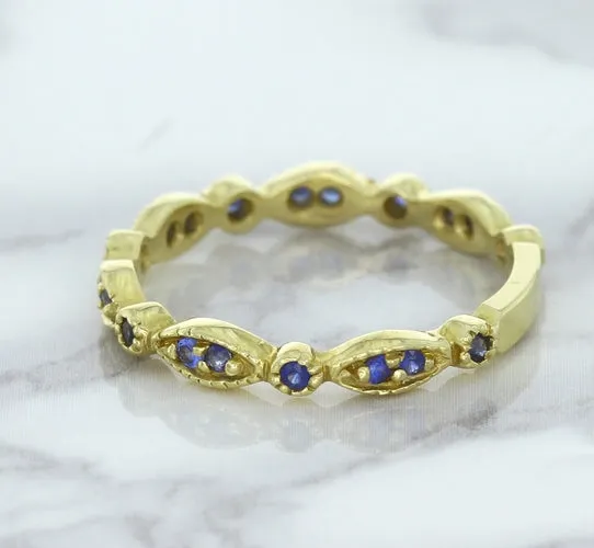 0.30ctw Blue Sapphire Alternating Marquise Ring in 14K Yellow Gold