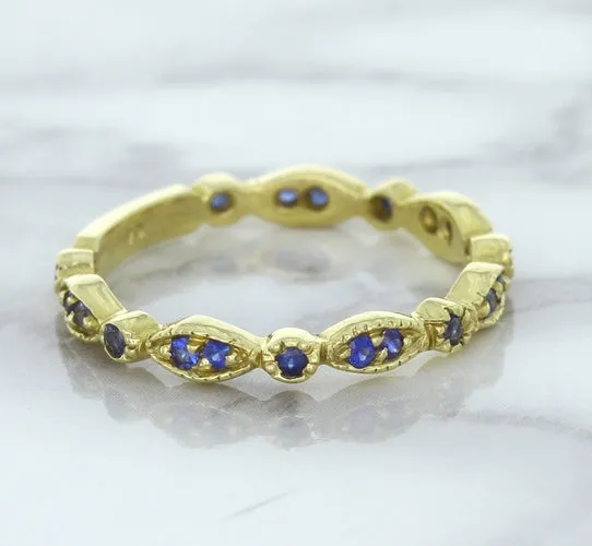 0.30ctw Blue Sapphire Alternating Marquise Ring in 14K Yellow Gold