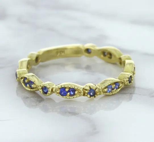0.30ctw Blue Sapphire Alternating Marquise Ring in 14K Yellow Gold