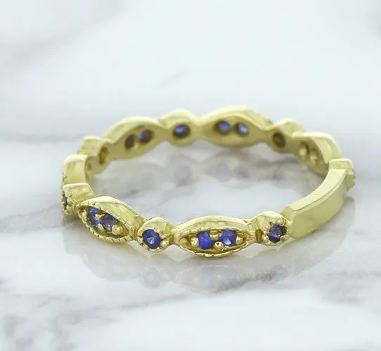 0.30ctw Blue Sapphire Alternating Marquise Ring in 14K Yellow Gold