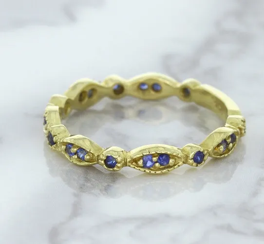 0.30ctw Blue Sapphire Alternating Marquise Ring in 14K Yellow Gold