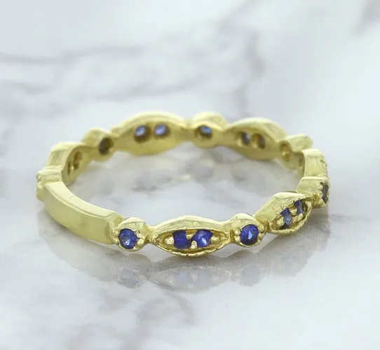 0.30ctw Blue Sapphire Alternating Marquise Ring in 14K Yellow Gold