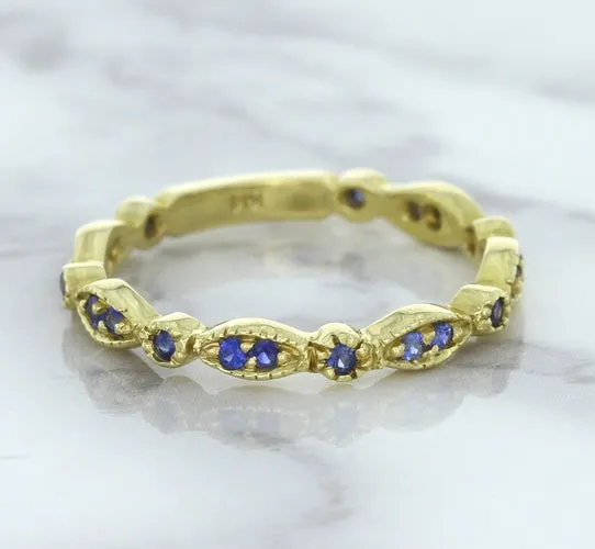 0.30ctw Blue Sapphire Alternating Marquise Ring in 14K Yellow Gold