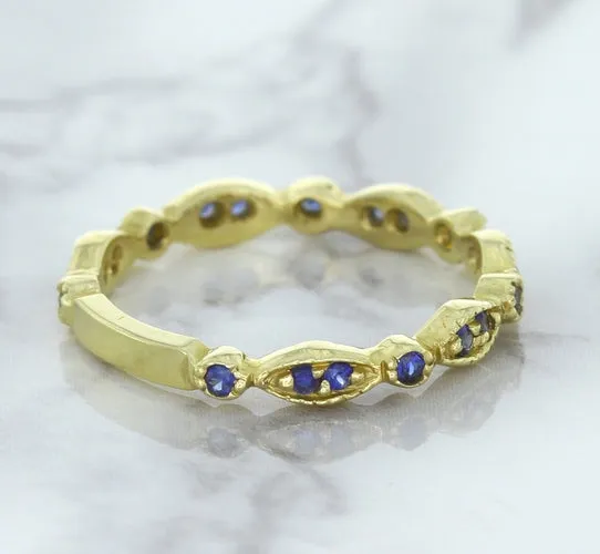 0.30ctw Blue Sapphire Alternating Marquise Ring in 14K Yellow Gold