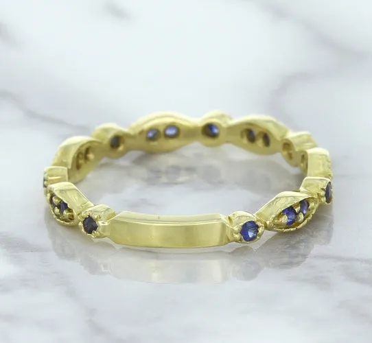 0.30ctw Blue Sapphire Alternating Marquise Ring in 14K Yellow Gold