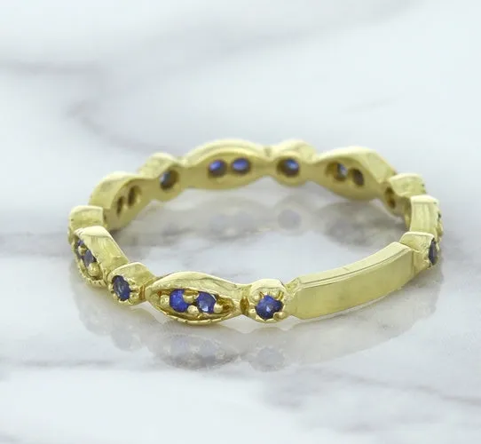 0.30ctw Blue Sapphire Alternating Marquise Ring in 14K Yellow Gold