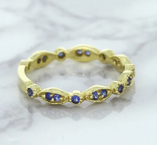 0.30ctw Blue Sapphire Alternating Marquise Ring in 14K Yellow Gold