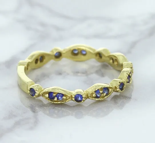 0.30ctw Blue Sapphire Alternating Marquise Ring in 14K Yellow Gold