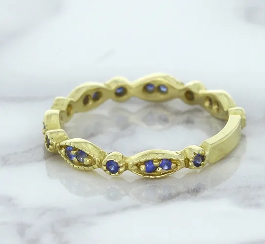 0.30ctw Blue Sapphire Alternating Marquise Ring in 14K Yellow Gold