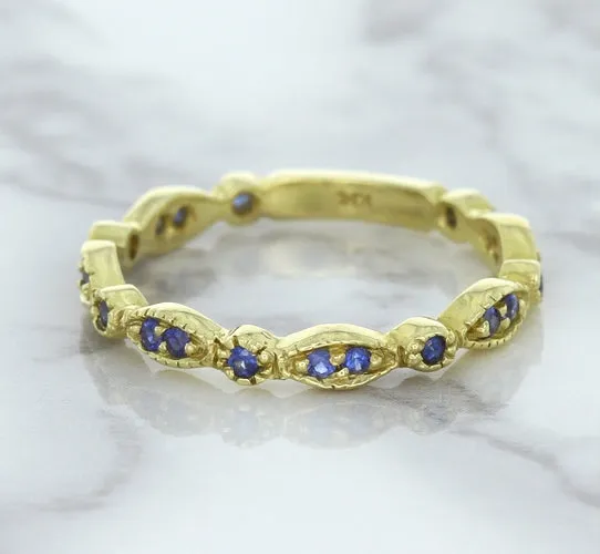 0.30ctw Blue Sapphire Alternating Marquise Ring in 14K Yellow Gold
