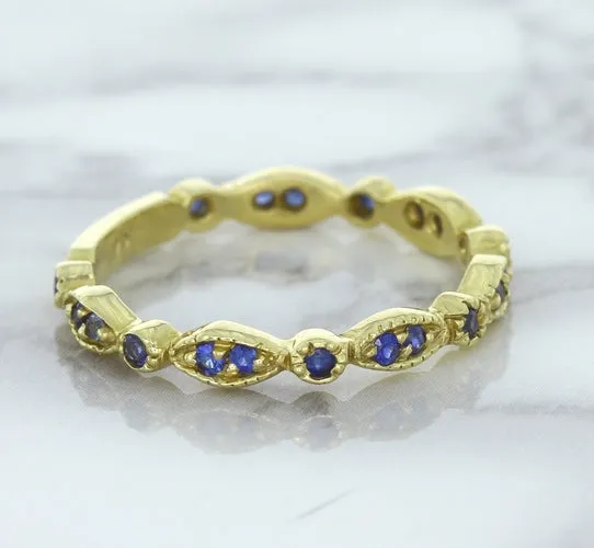 0.30ctw Blue Sapphire Alternating Marquise Ring in 14K Yellow Gold