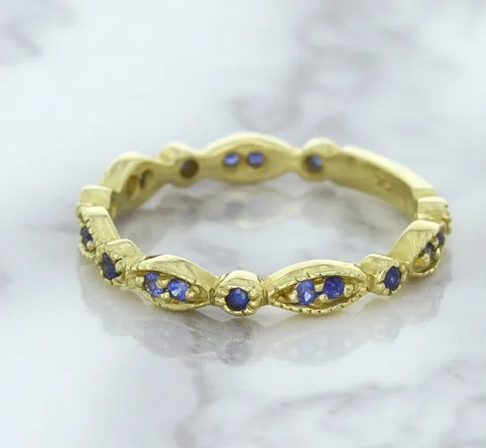 0.30ctw Blue Sapphire Alternating Marquise Ring in 14K Yellow Gold