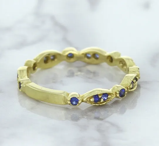 0.30ctw Blue Sapphire Alternating Marquise Ring in 14K Yellow Gold