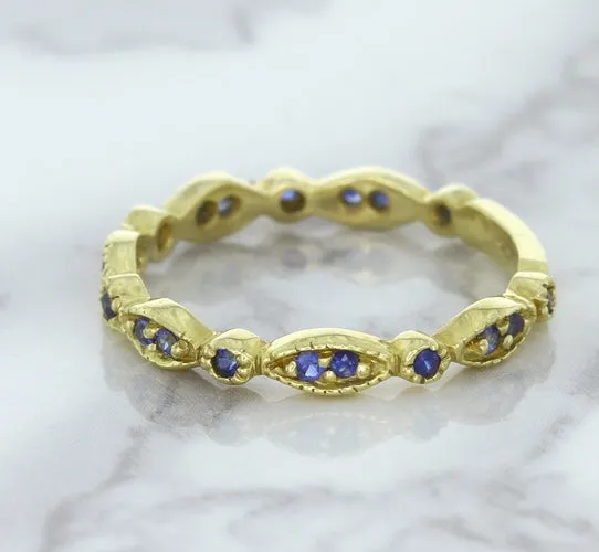0.30ctw Blue Sapphire Alternating Marquise Ring in 14K Yellow Gold