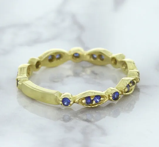 0.30ctw Blue Sapphire Alternating Marquise Ring in 14K Yellow Gold