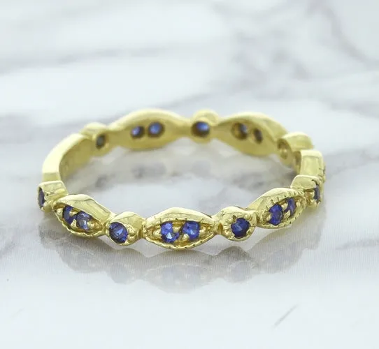 0.30ctw Blue Sapphire Alternating Marquise Ring in 14K Yellow Gold
