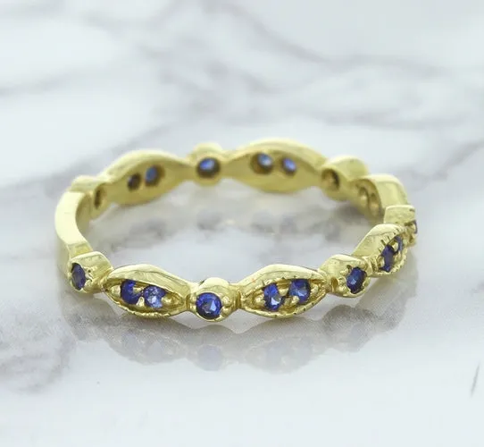 0.30ctw Blue Sapphire Alternating Marquise Ring in 14K Yellow Gold