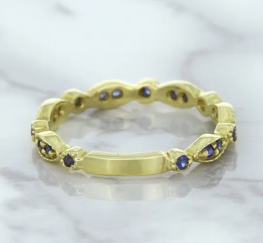 0.30ctw Blue Sapphire Alternating Marquise Ring in 14K Yellow Gold