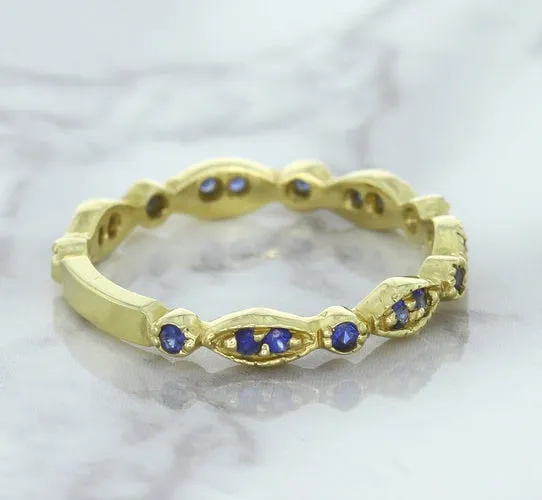0.30ctw Blue Sapphire Alternating Marquise Ring in 14K Yellow Gold