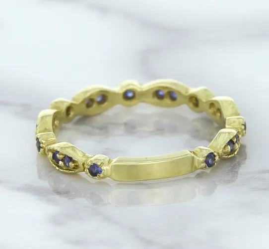 0.30ctw Blue Sapphire Alternating Marquise Ring in 14K Yellow Gold